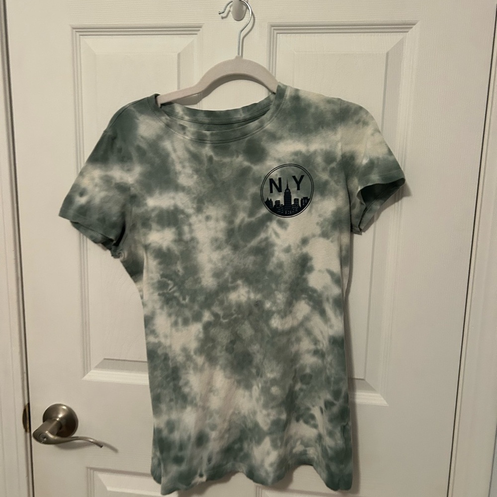 Aeropostale Classic Crew Green and White Tie-Dye T-Shirt